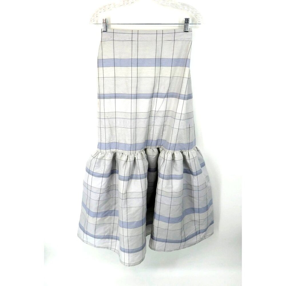 Club Monaco Plaid Maxi Skirt Blue Mix Size 2 Elastic Waist NWT $198
